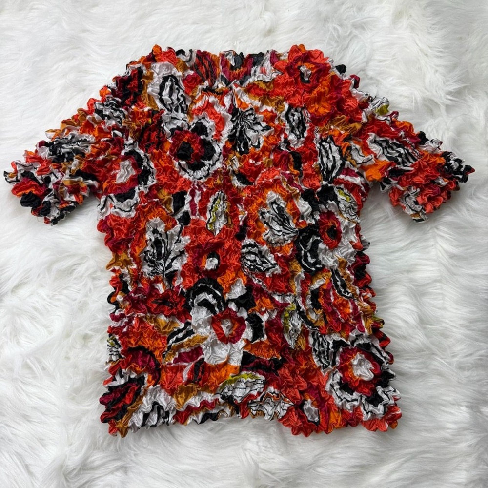 Vintage 90s Popcorn Bubble Floral Top